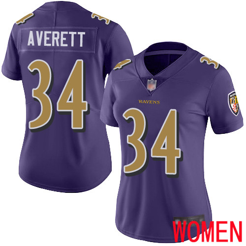 Baltimore Ravens Limited Purple Women Anthony Averett Jersey NFL Football 34 Rush Vapor Untouchable